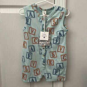 NWT-Kate Quinn alphabet sleeveless button/snap one piece shorts outfit